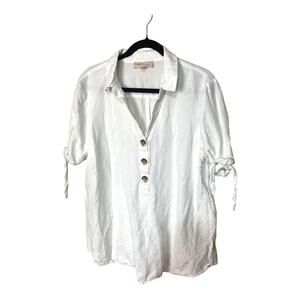 Philosophy Linen/Rayon White Short Sleeve Blouse Sz L